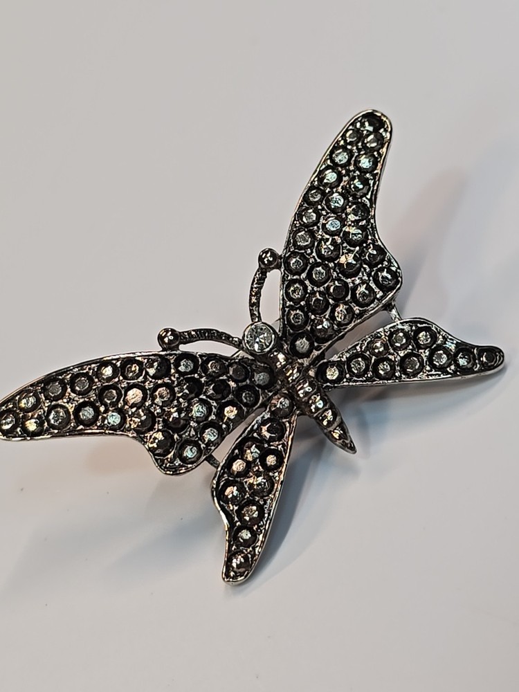 Marcasite Butterfly Lapel Pin Large Size