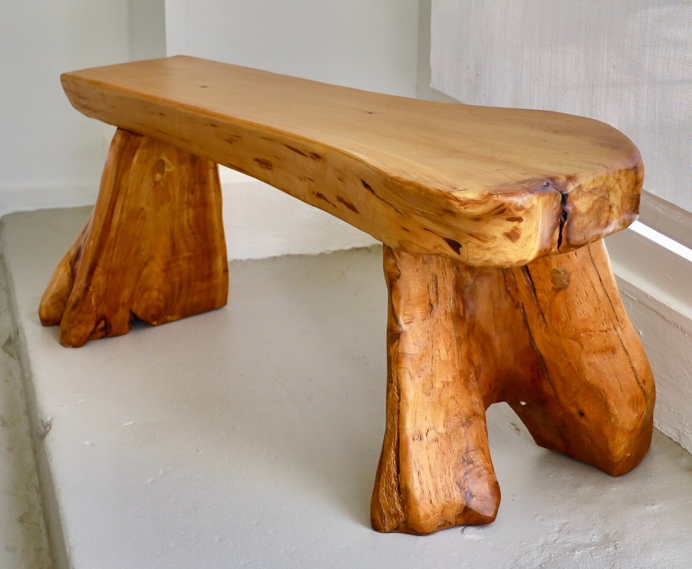 Natural Wood Organic Shaped Bench, Longer