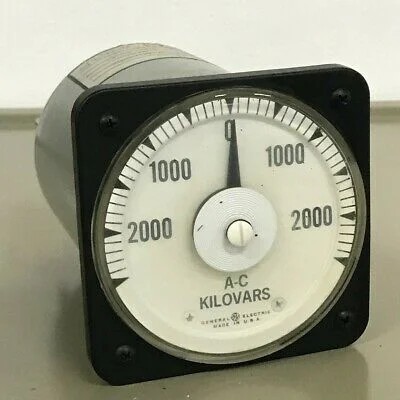 0-2500KVAR KILOVAR A-C METER PANEL GENERAL ELECTRIC