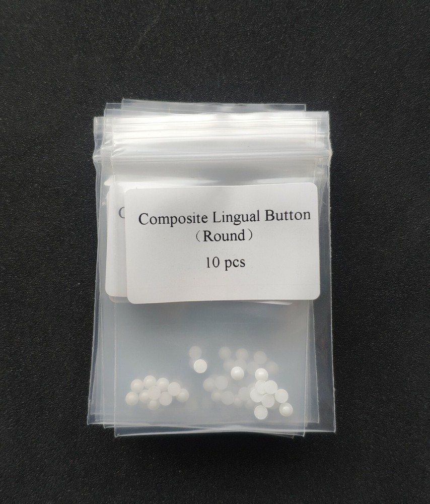 20Pcs Dental Orthodontic Bondable Lingual Buttons Ceramic Round Base Mesh Base