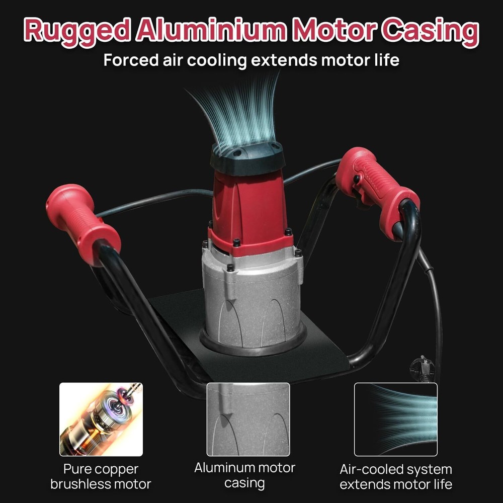 DC HOUSE 1500W Electric Post Hole Digger Tools with 6" Digging Extension Rods