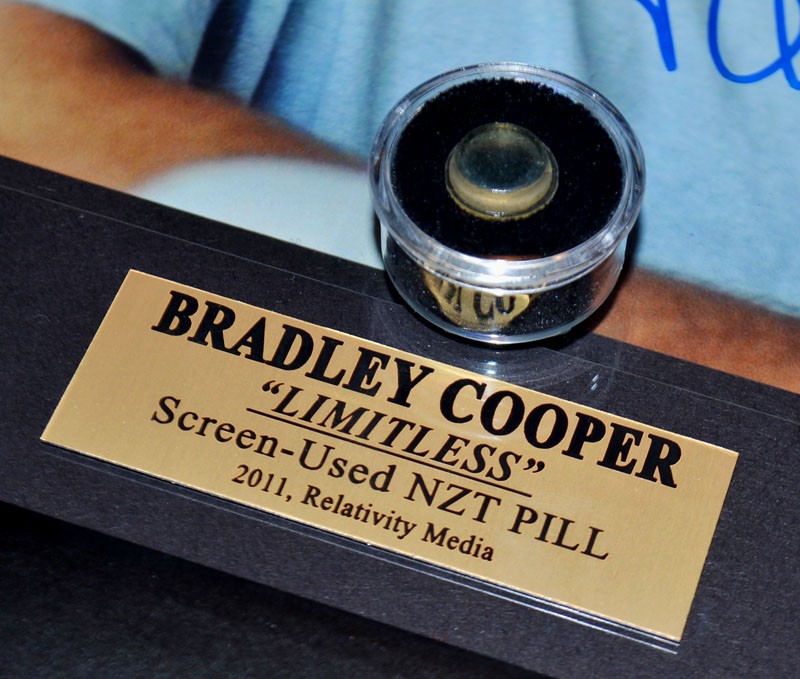 LMITLESS Signed BRADLEY COOPER Autograph, Screen-Used PROP NZT PILL, COA, Frame