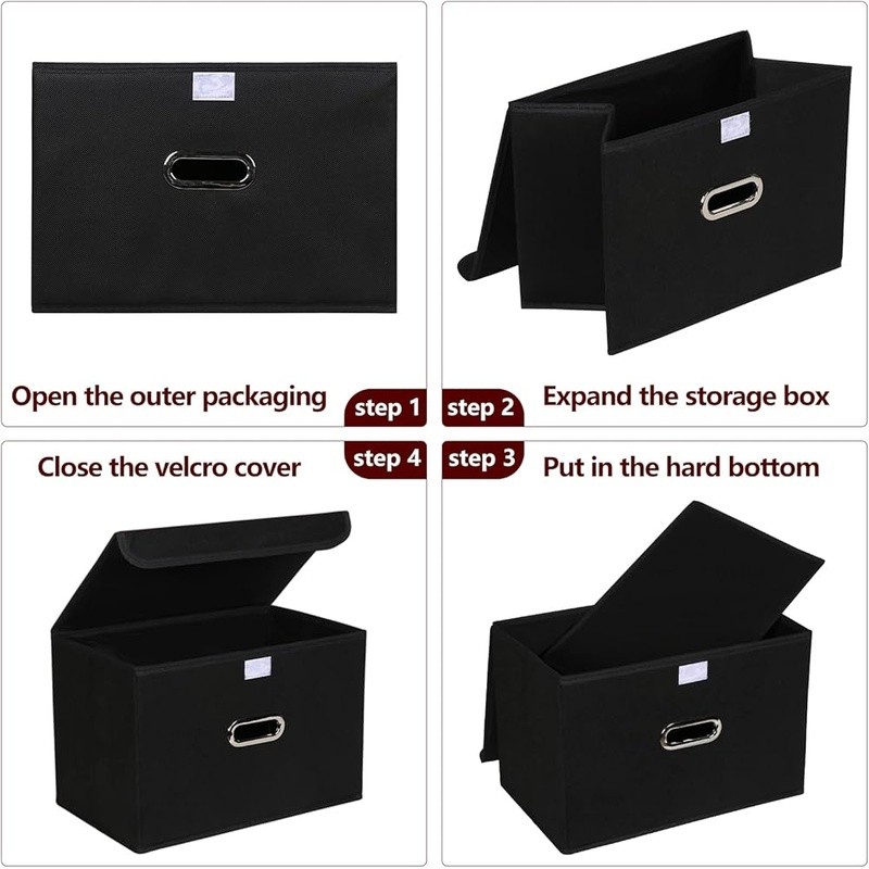 Foldable Storage Bins Durable Non-Woven Fabric Organizer Dustproof Space Saving