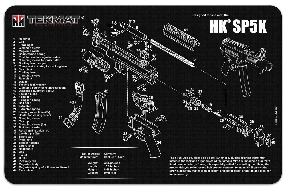 TekMat Handgun Cleaning Mat H&K SP5K