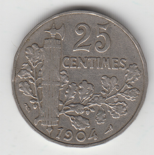 France 25 Centimes 1904 as shown