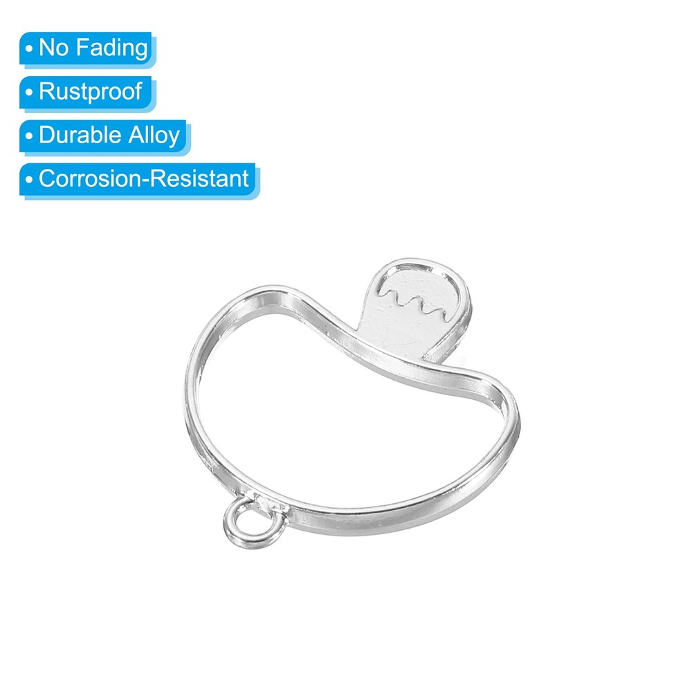 Open Alloy Rear Beast Pendants, 10pcs Cable Size, Silver Tone