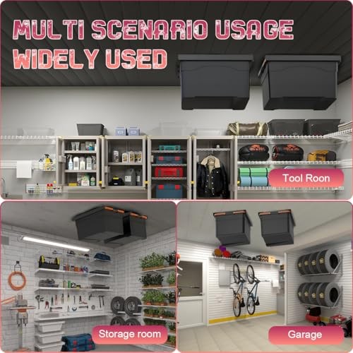 Overhead Garage Storage Rack, Adjustable Ceiling Mounted Garage Organizer, 4pcs