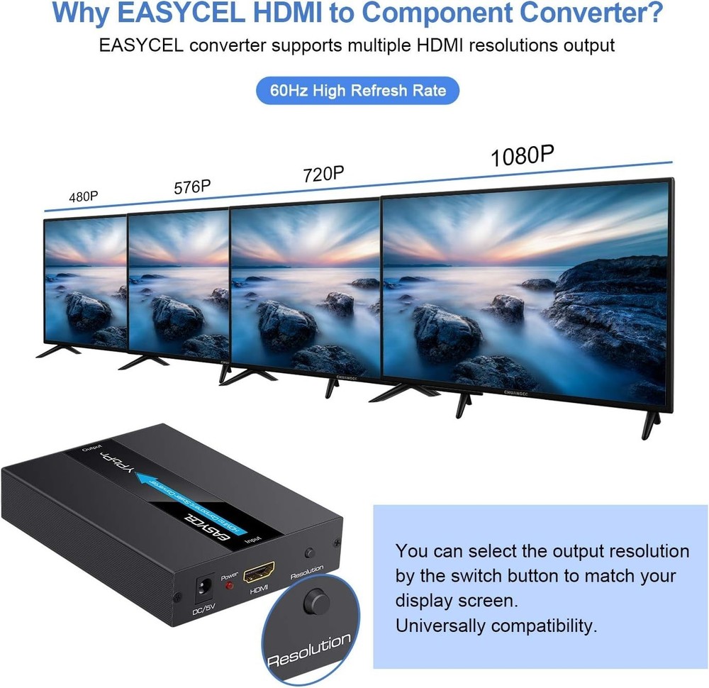 Aluminum HDMI to Component Converter 1080P with Scaler Function - YPbPr Adapter