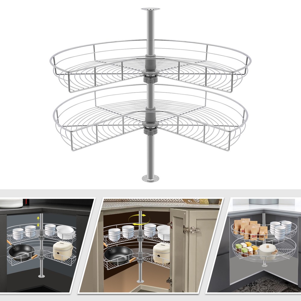 2-Tier Adjustable Corner Cabinet?Organizer Versatile Corner Cabinet Organizer