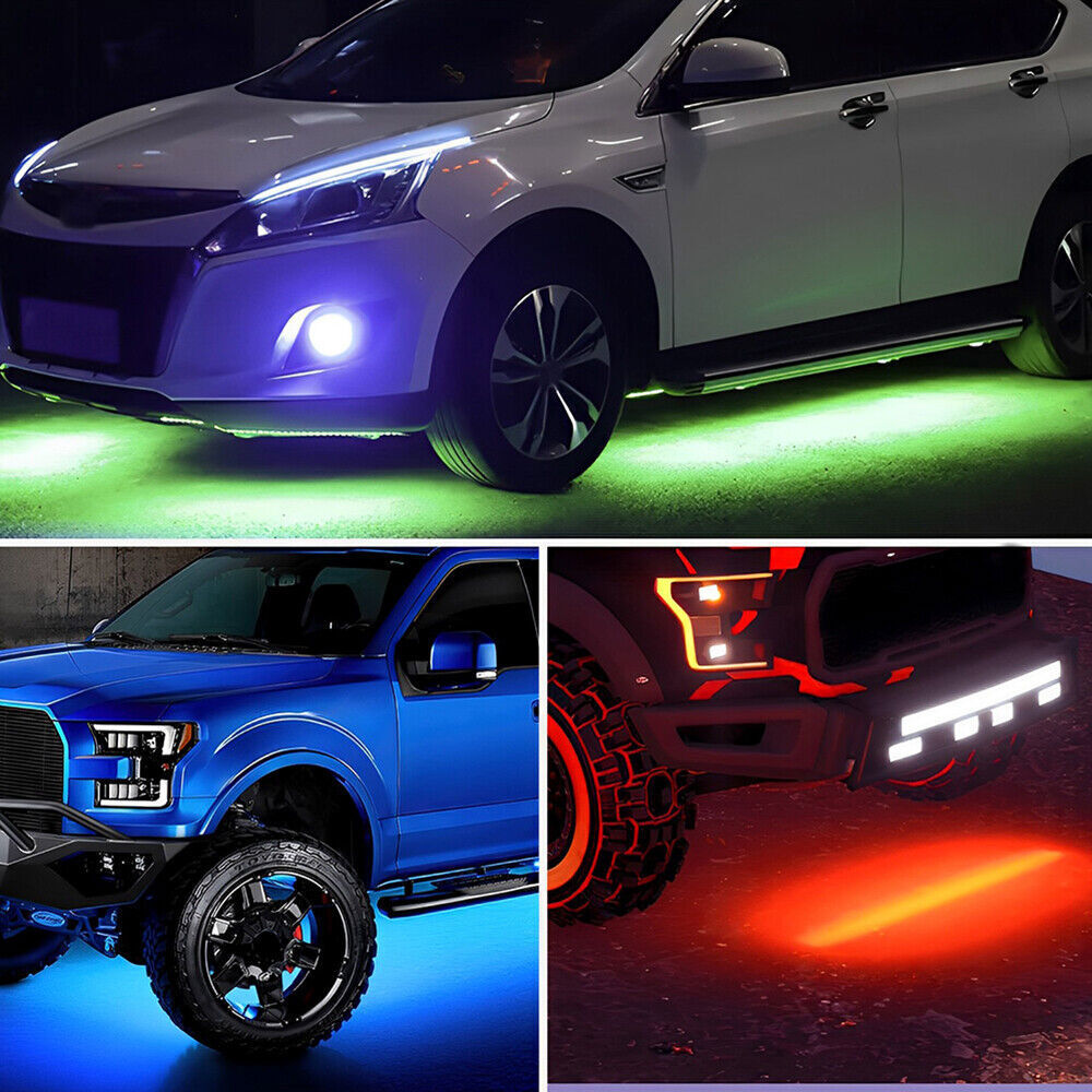 RGB LED Strip Under Car Tube Underglow Lights Kit + APP Bluetooth Remote Control