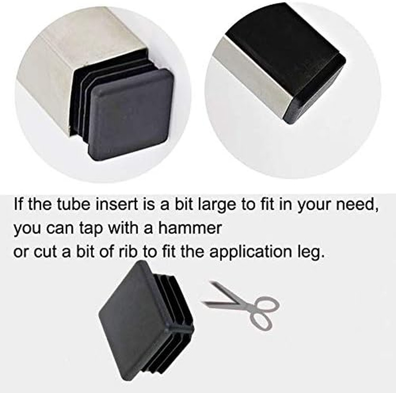 4 Pack 2 X 3 Inch Rectangular Tubing End Caps Plastic Black Plugs Glide Insert F