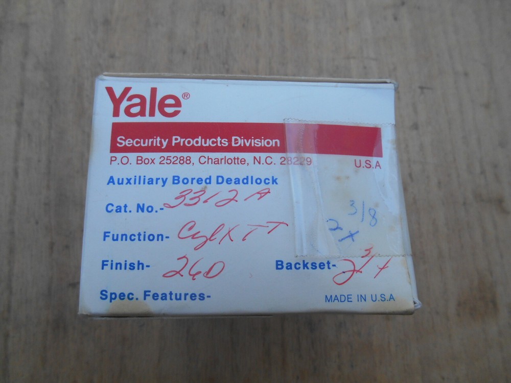 YALE  NO. 3312A DEAD BOLT , 2-3/4" BACKSET , O-BIT