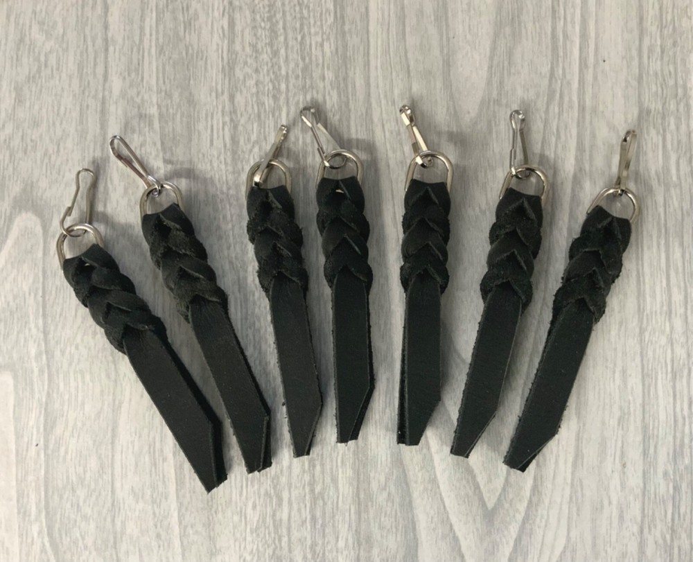 Leather Zipper pull, braided zipper pull, purse zipper pulls, coat zipper pulls