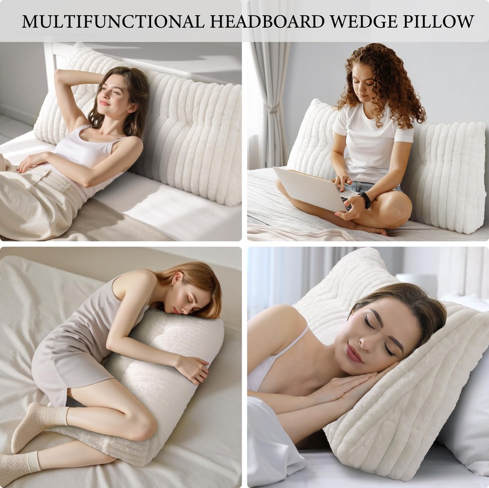 Headboard Pillow Queen, Triangular Wedge Pillow Headboard Queen, Cushion Head...