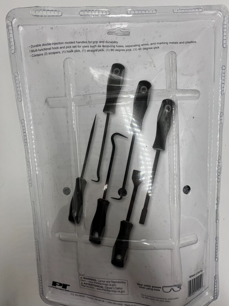 Performance Tool 6 piece Hook & Pick Set W947 Durable Double-Injection