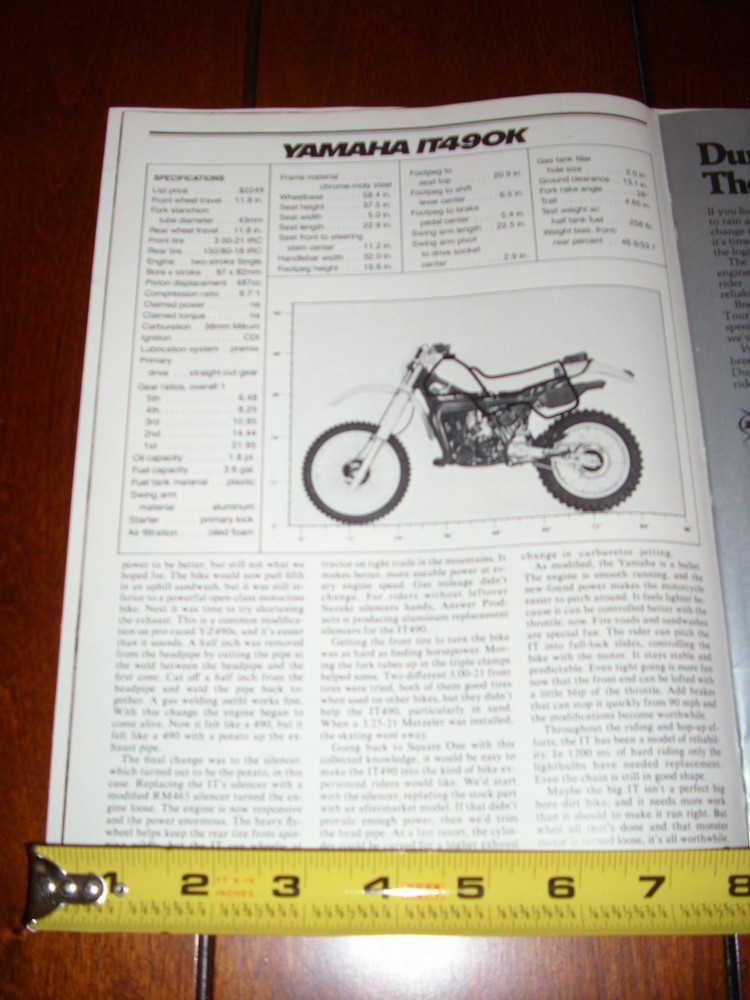 1983 YAMAHA IT490K ORIGINAL ARTICLE IT 490