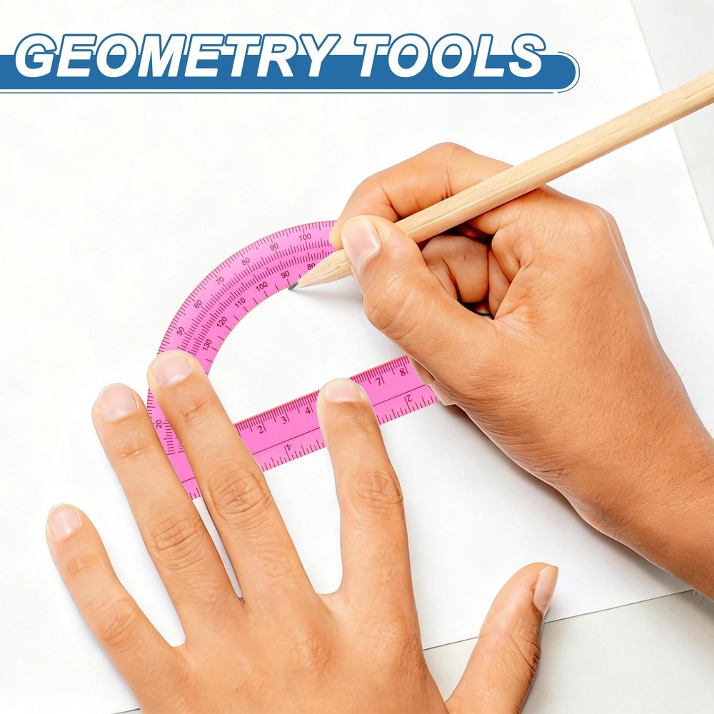 Plastic Protractor, 6 Pack Protractors 6 Inch 180 Degrees Geometry Tool, Blue