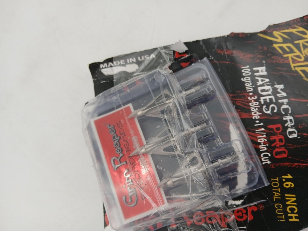 Grim Reaper Broadheads Micro Hades Pro 100 Grain 3 Blade Fixed Bow Silver