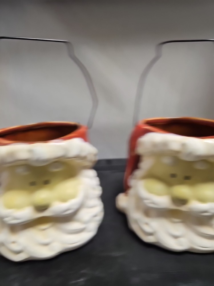 2-Ceramic Santa Containers With Wired Handle- By Collections