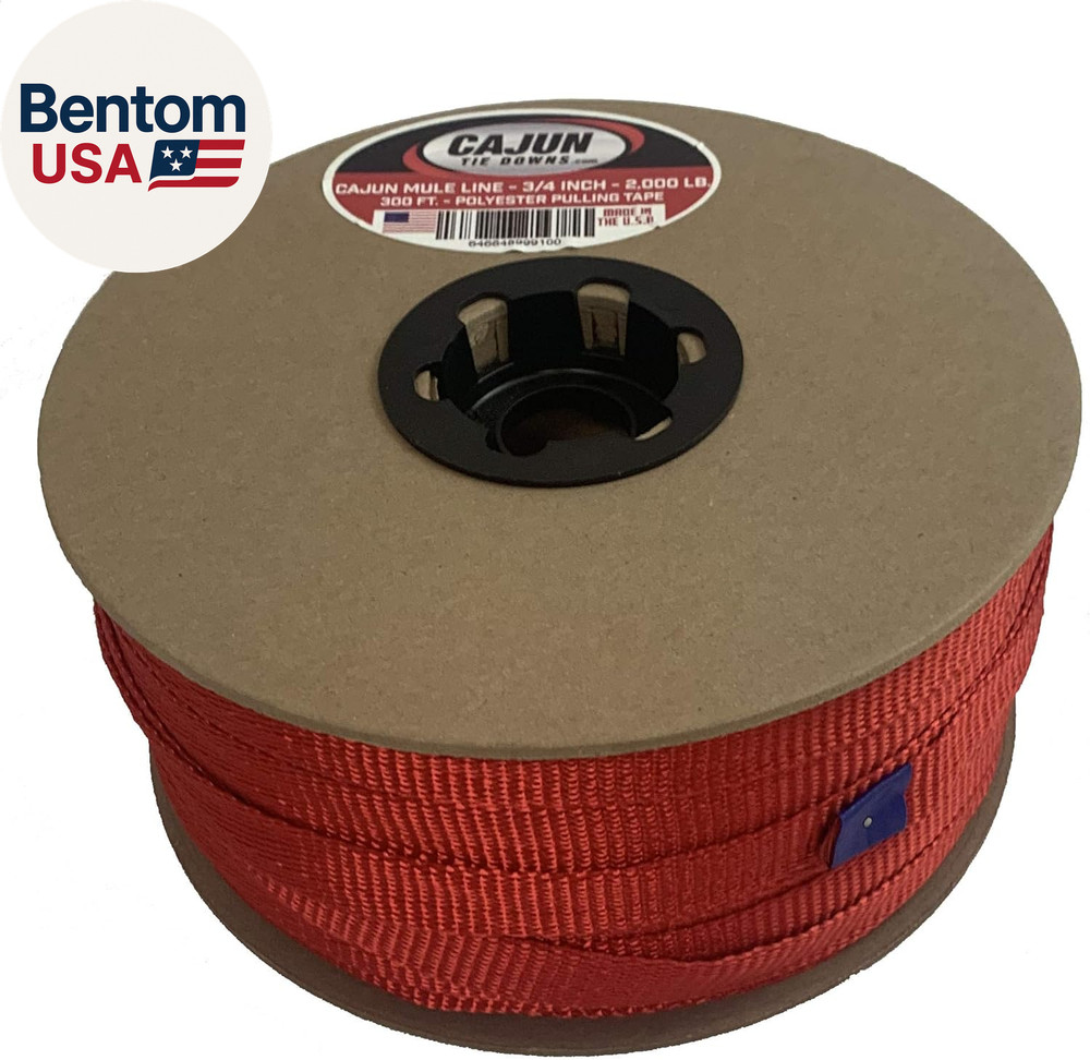 Cajun Pull Line - 3/4 Inch Red - 2,000 Lb. - Pull Tape - Polyester Pulling Tape