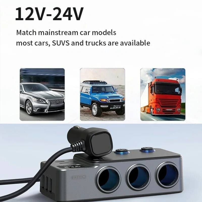 8in1 Multi Socket Car Cigarette Lighter Splitter QC3.0 PD USB/C Charger Adapter