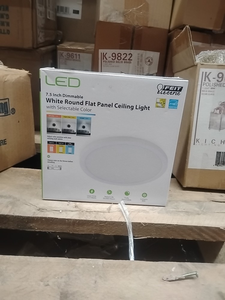 FEIT ELECTRIC 7.5” Dimmable White Round Flat Panel Ceiling Light Adjustable.New