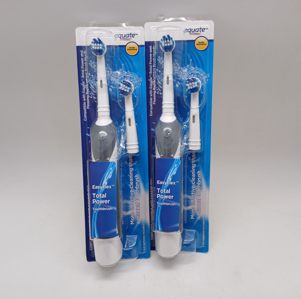 Equate Electric Toothbrush 2-Pack Bundle | Easyflex Total Power + 2 Replacement