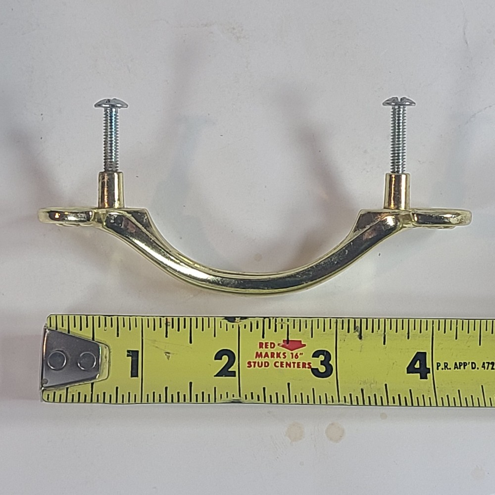 Vintage Solid Brass Cabinet Drawer Pull Handle Sea Shell Ends Hardware 4 1/2"