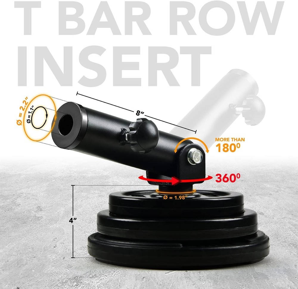 T-Bar Row Plate Post Insert for 1" & 2" Bars - Effective for Strength Training