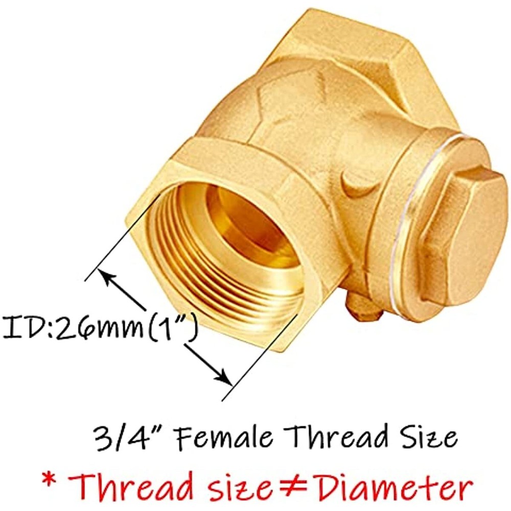 Solid Brass Horizontal Swing Check Valve 3/4" Female Thread Non-return One-Way