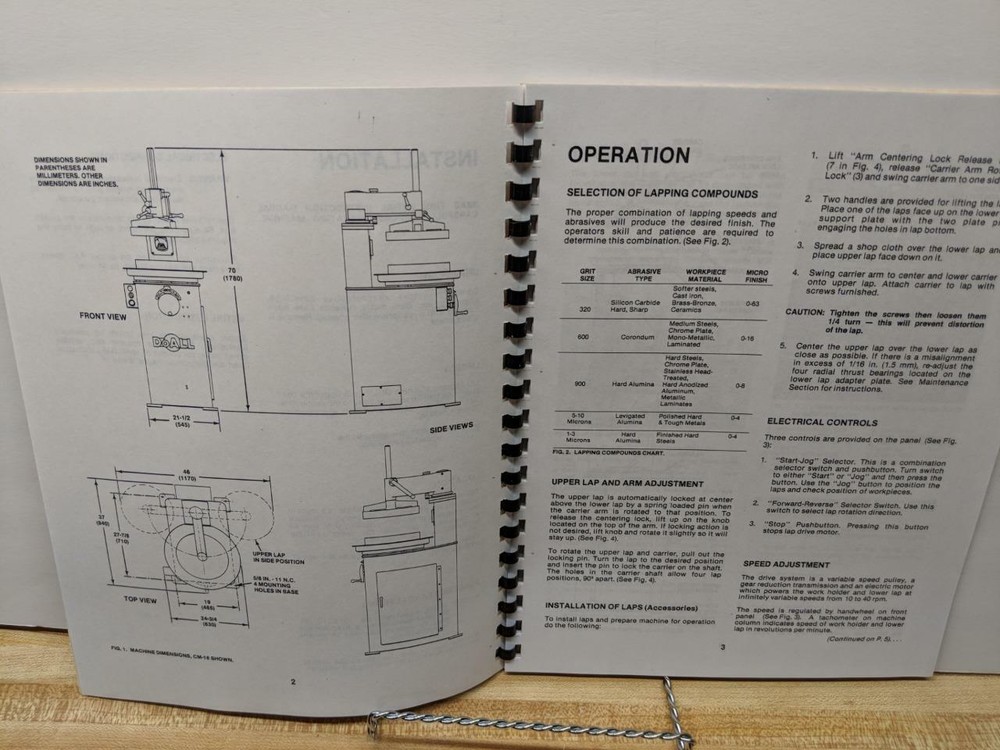 DoAll CM-16 & CM-20 Lapping Machine Instruction Manual
