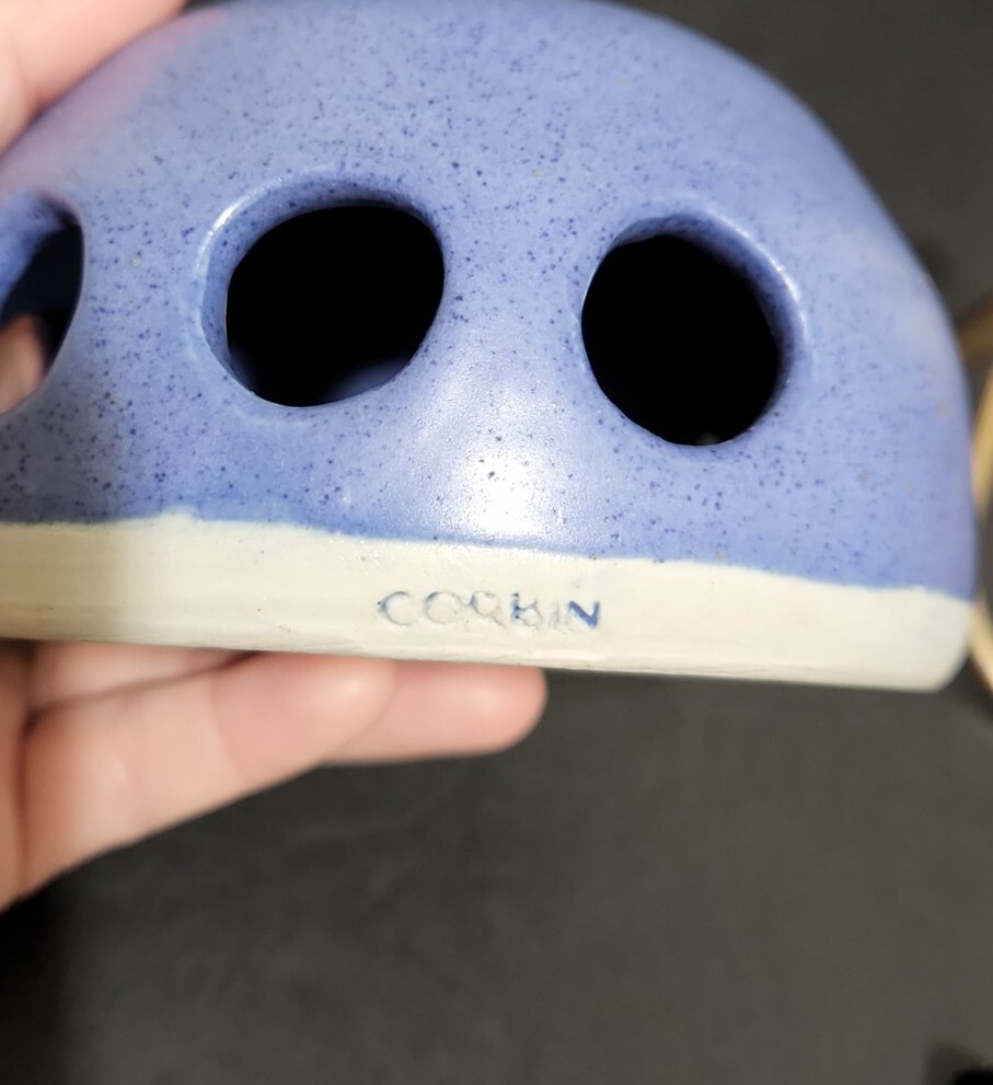 Corbin Studio Purple Pottery Wall Frog Pocket