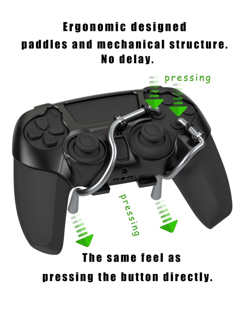 FPS Mechanical Paddles Attachment for PS5 Controller - Back Buttons, Black