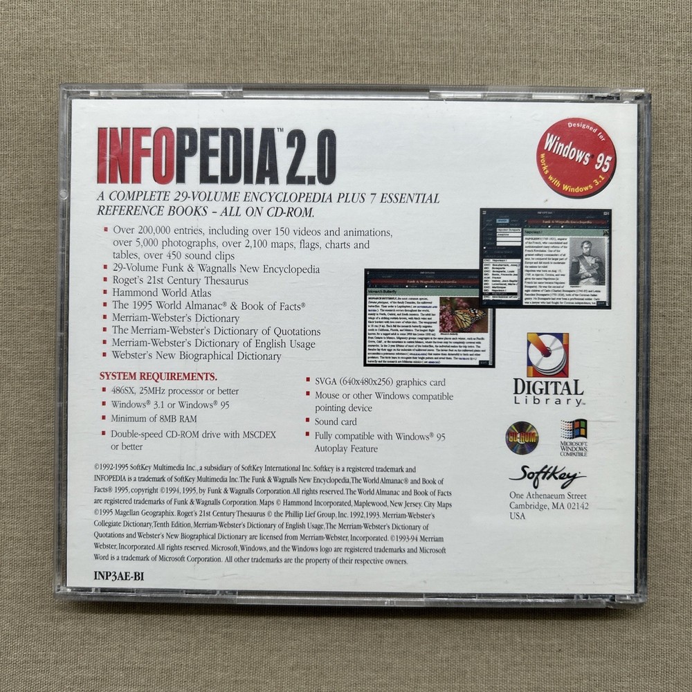 InfoPedia 2.0 (PC CD-ROM 1995 Windows 95) Educational Software Encyclopedia Ref+