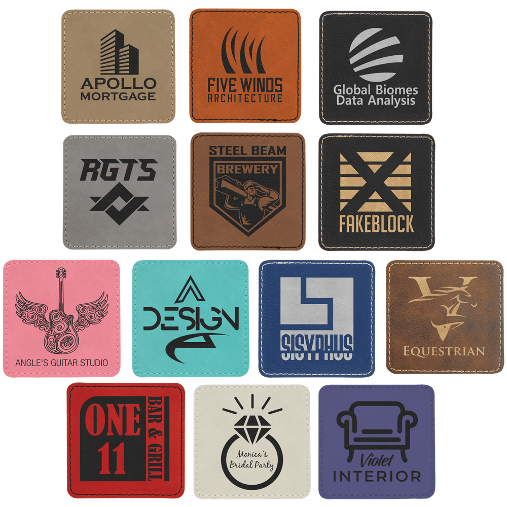 Blank Leather Hat Patches, 10 Pack, Square Laserable Leatherette with Adhesive