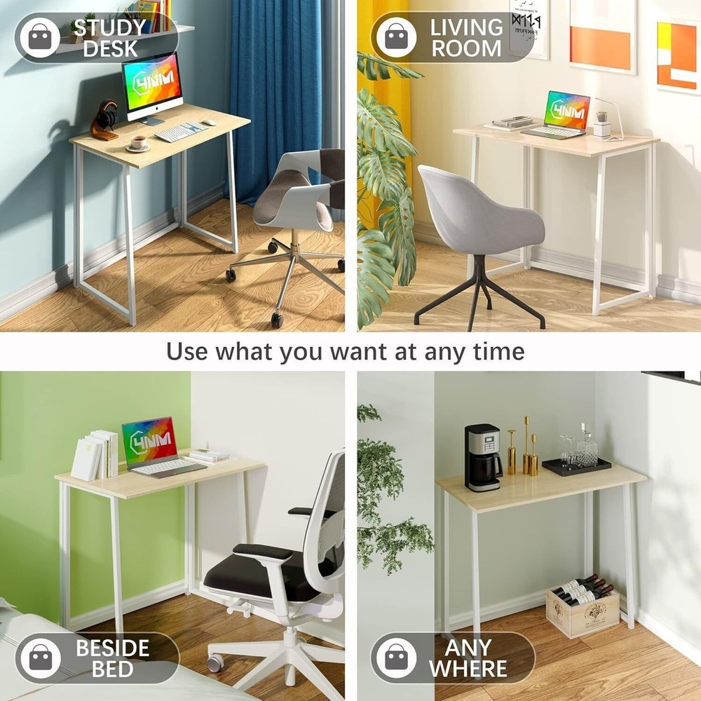 31.5" Folding Desk Simple Assembly Computer Desk Study Writing Table Home Office