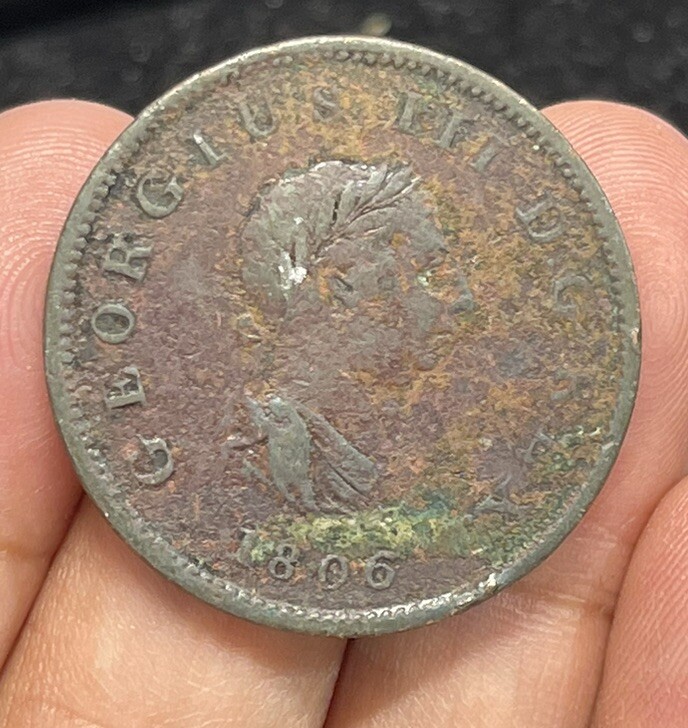 1806 Great Britain Half Penny Coin Low Grade