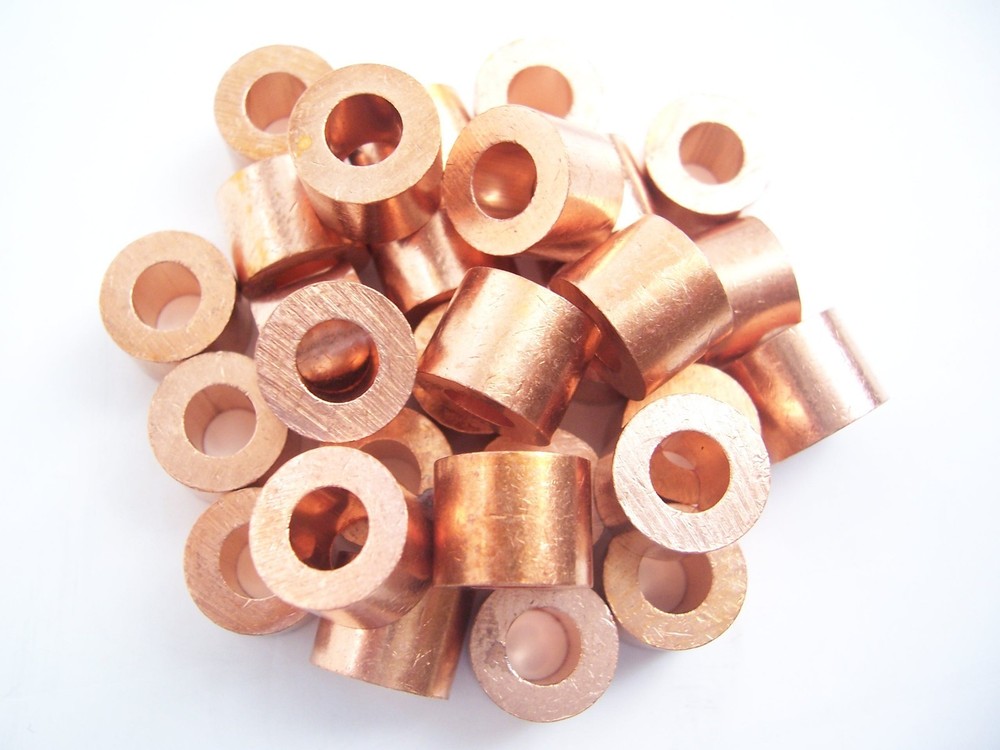 25 Copper Stops for Wire Rope Cable,  3/16"