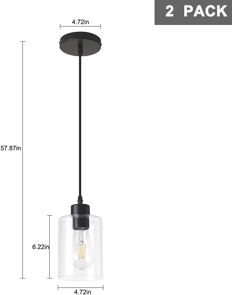 Versatile Dimmable Pendant Lights with Adjustable Height - 2 Pack, Kitchen Style