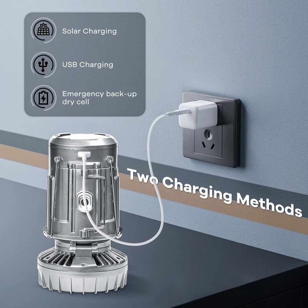 Solar Lantern Camping Light Fan Rechargeable