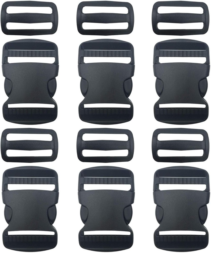 6 Set 1.5 Inch Flat Dual Adjustable Plastic Quick Side Release Plastic...