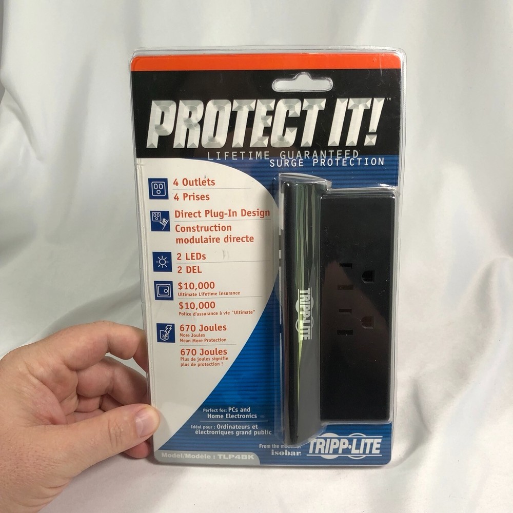 TRIPP LITE TLP4BK Protect It! Surge Protector with 4 Side-Mounted Outlets *New*