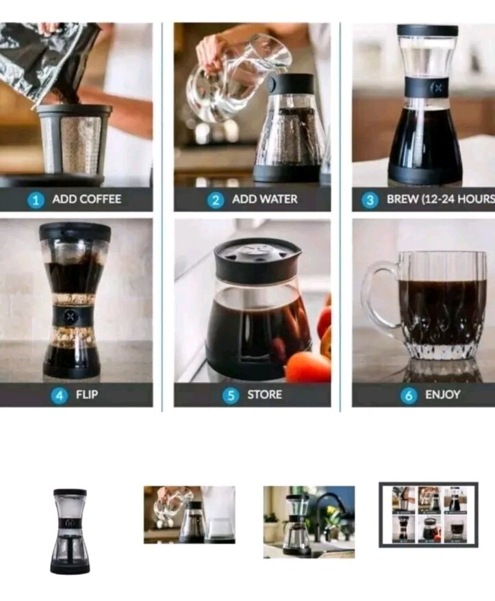Sheer Clear Bod Bodybrew 12.5" H Cold Brew Coffee Extract System + User's Guide
