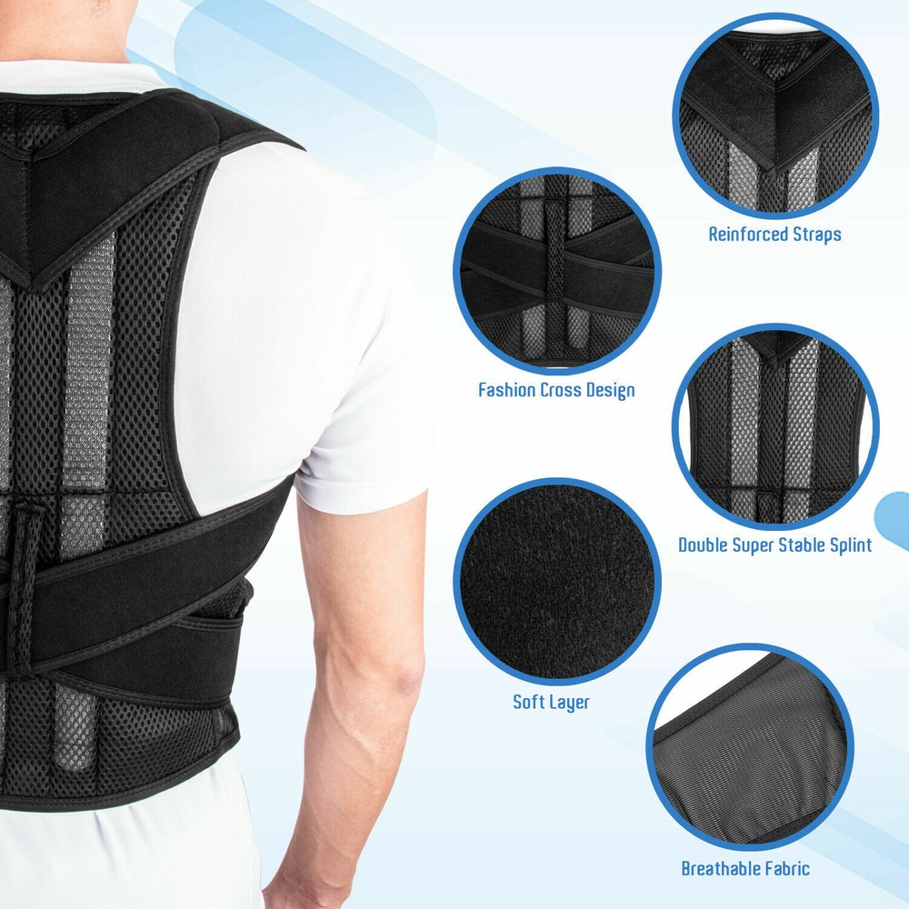 Comfortable Upper and Back Brace Adjustable Back Straightener Support for Unisex