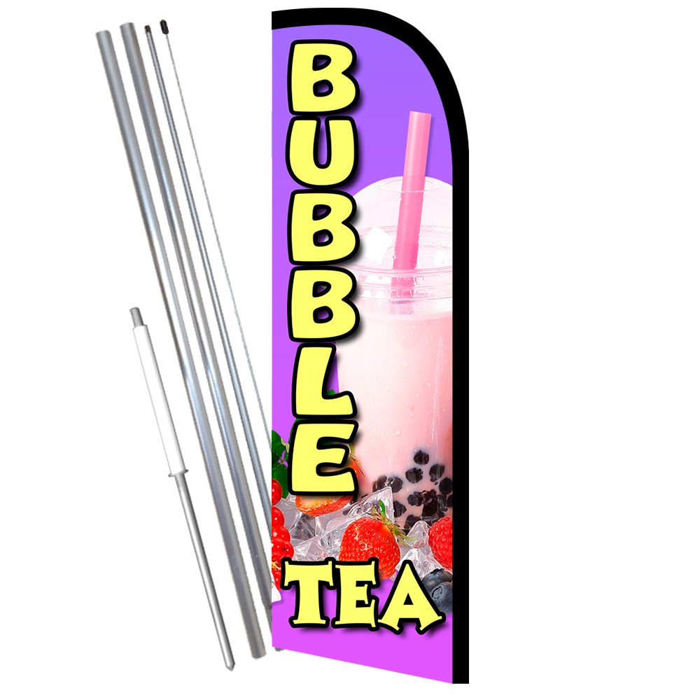 Bubble Tea Premium Windless  Feather Flag Bundle (Complete Kit) OR Optional Repl