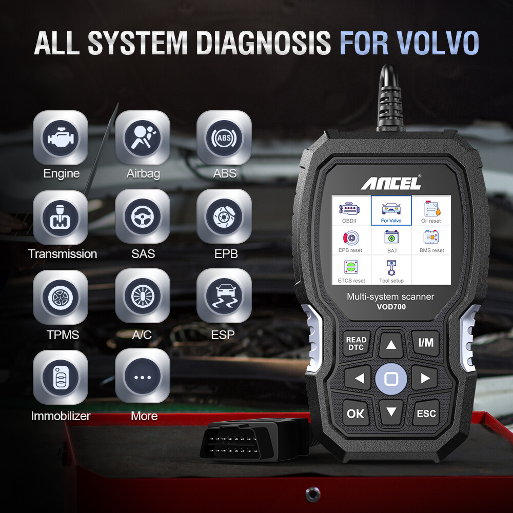 ANCEL VOD700 All System OBD2 Scanner Car Diagnostic ABS TPMS Fit for VOLVO