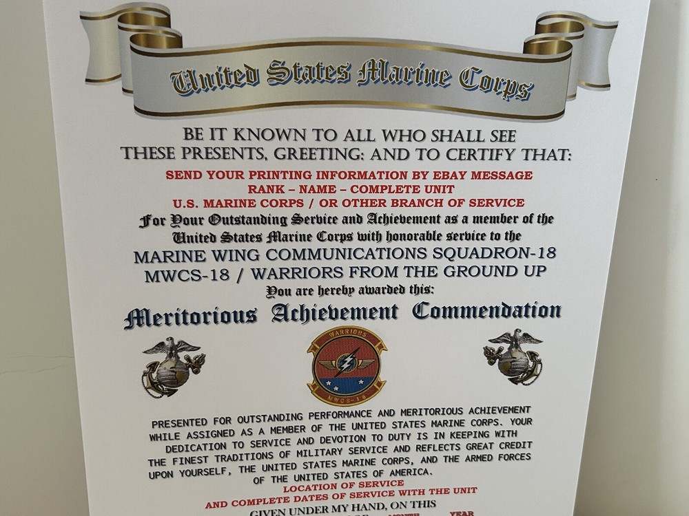 U.S.M.C. / WING COMMUNICATIONS SQDN-18 / MERITORIOUS ACHIEVEMENT COMMENDATION