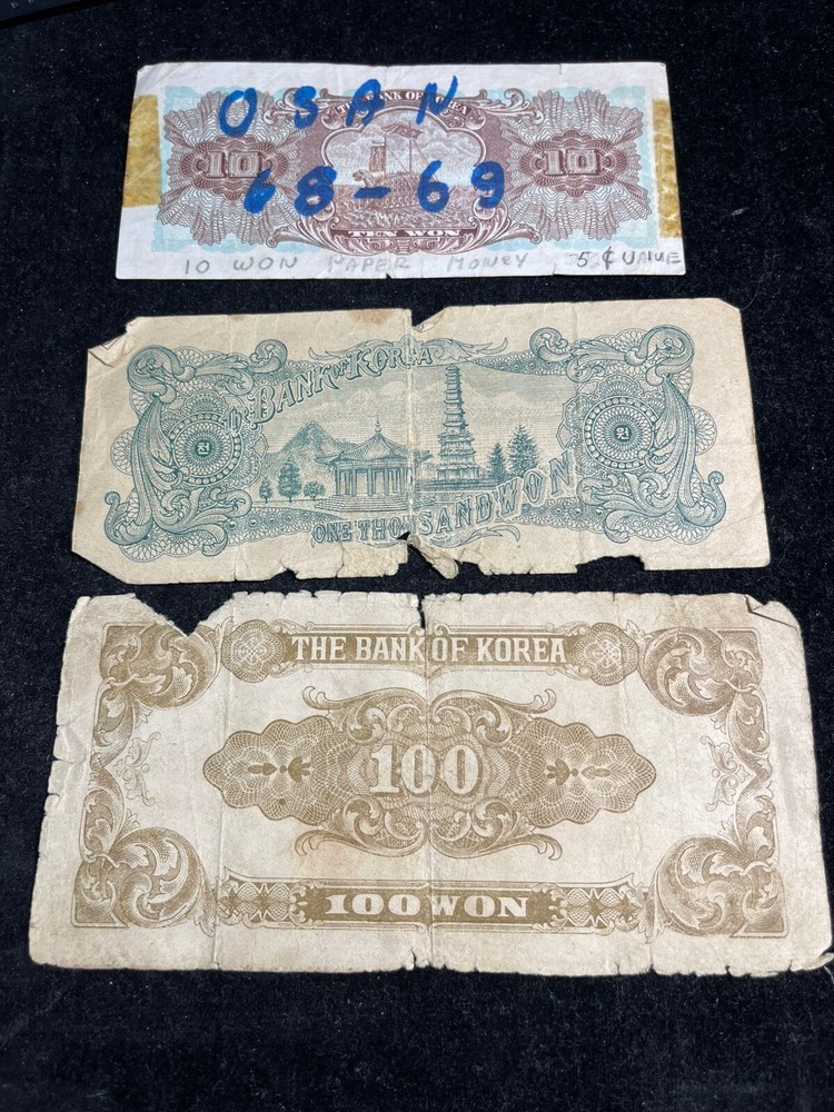 South Korea 3 Banknotes Lot
