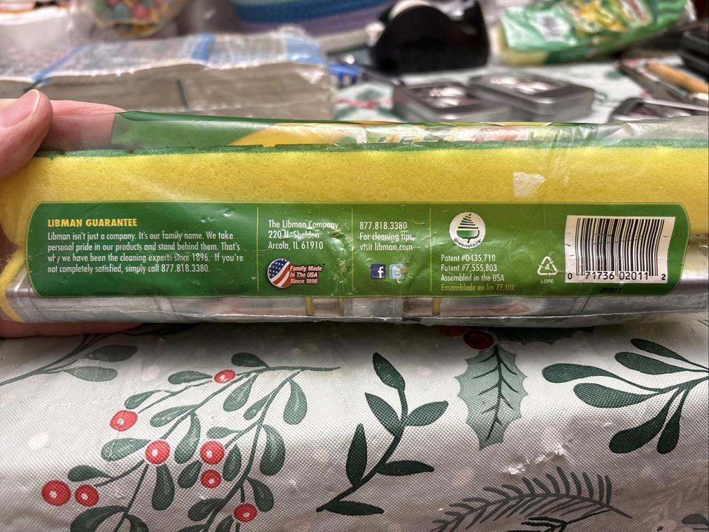 Libman Nitty Gritty Roller Mop Refill Tear Resistant #02011 Green Hexagons