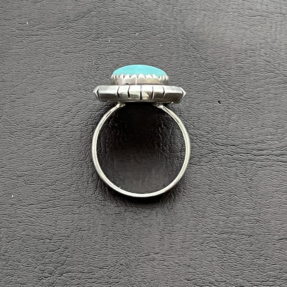 Native American Sterling silver & turquoise split shank ring Size 8